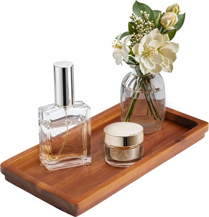 Bathroom Vanity Tray 11.8 x 5.9 inches of Natural Acacia Wood by Demigo