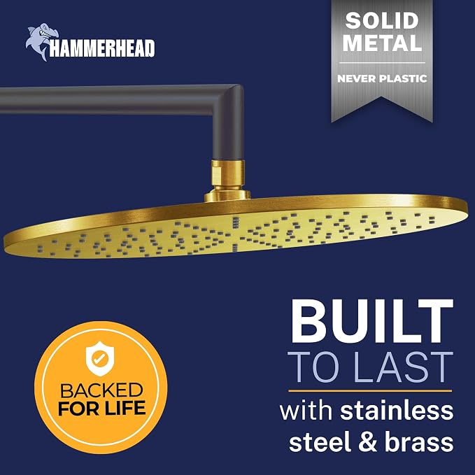 HammerHead Showers® Solid Metal 12 Inch Rainfall Shower Head, Large Rain Shower - Image 3
