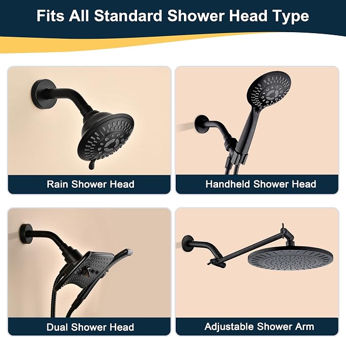 BRIGHT SHOWERS Shower Arm with Flange, Solid Brass 6 Inch Wall Mount Shower - Image 4