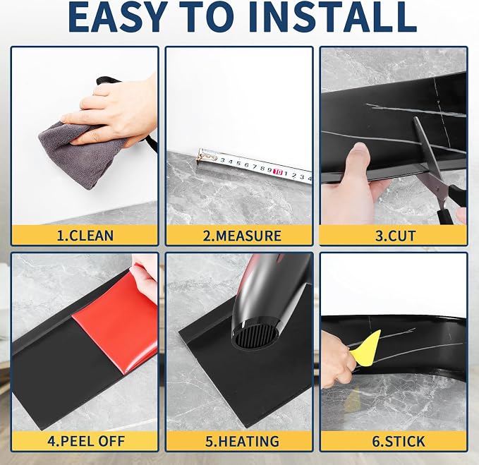 Flexible Baseboard Molding Trim 4 Inch Self-Adhesive Vinyl Wall Base Peel and - Image 6