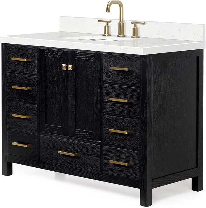 ARIEL Cambridge 48 Inch Single Rectangle Sink Bathroom Vanity - Image 4