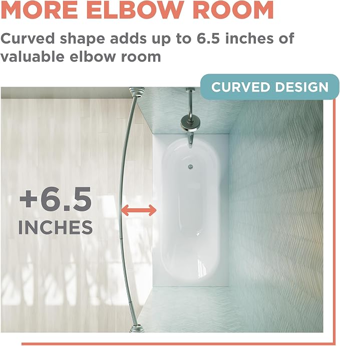 Zenna Home Curved Shower Curtain Rod, No Drill, 50-72 Inch Adjustable Tension - Image 5