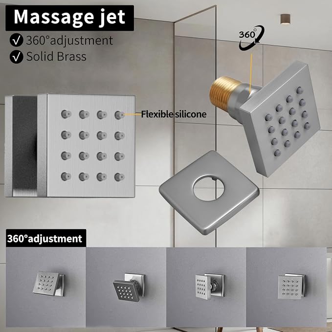Bathroom shower system Ceiling 14x20 inch shower head, spray - Image 7