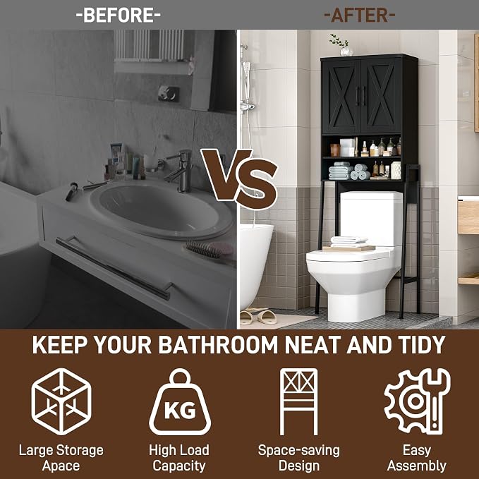 Vabches Over The Toilet Storage Cabinet, Farmhouse Over Toilet Storage Cabinet - Image 5