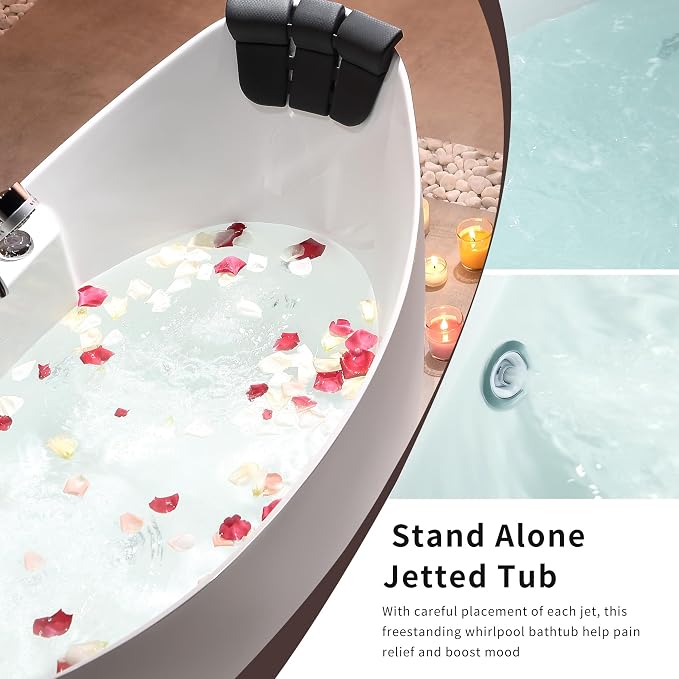 Empava 67" Freestanding Whirlpool Bathtub Oval - Image 8