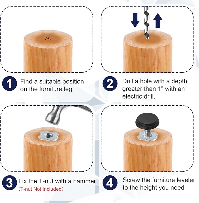 5/16"-18 Thread Levelers, Screw in Leveling Feet - Image 6