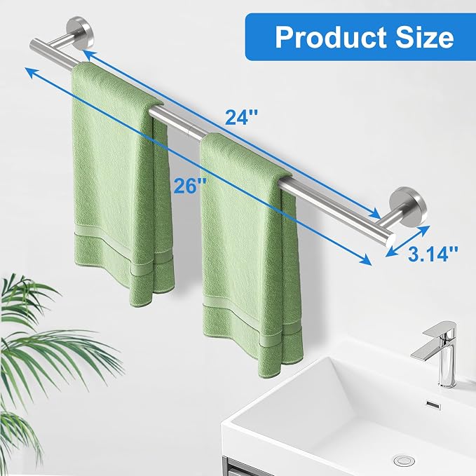 24 Inch Brushed Nickel Towel Bar - Image 3