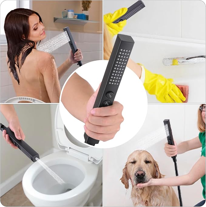 All-Metal High Pressure Square Handheld Shower Head - Image 4