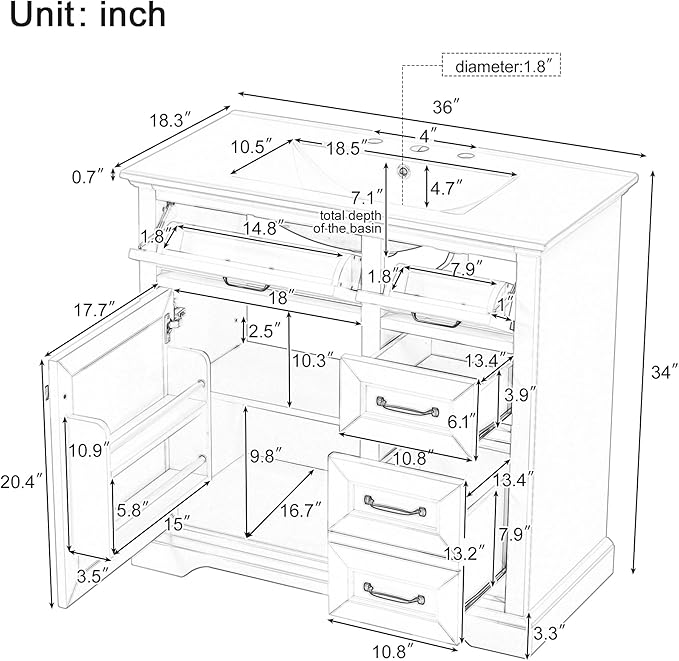 Linique 36" Bathroom Vanity - Image 2