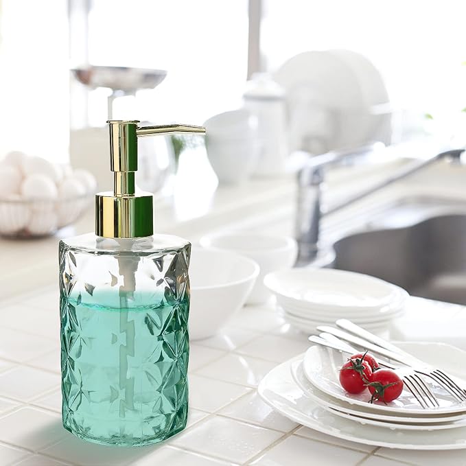 Crystal Glass Soap Dispenser, 330ml/11oz. Clear Glass Lotion Soap Dispenser - Image 7