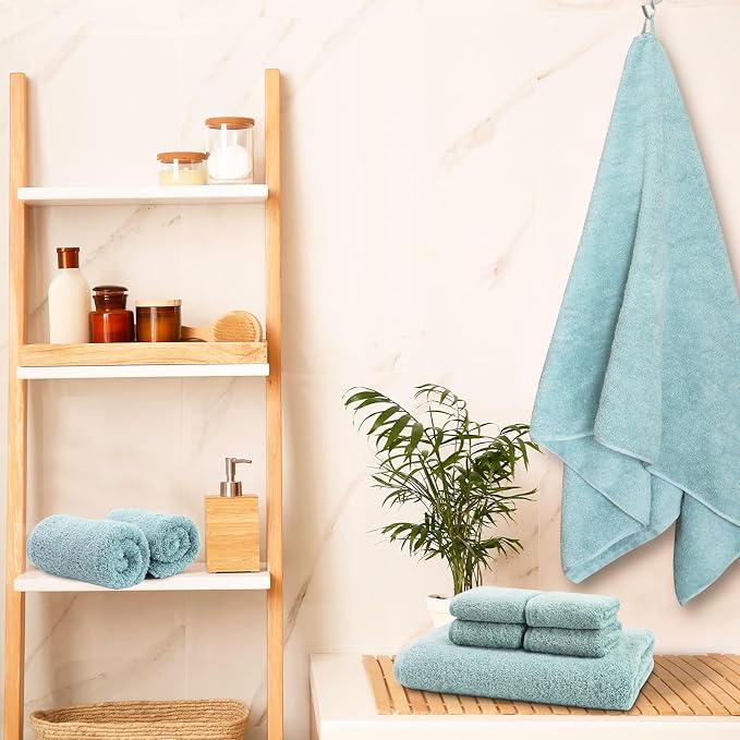 SEMAXE Bath Towel Set, 100% Cotton Bathroom Towels - Image 8