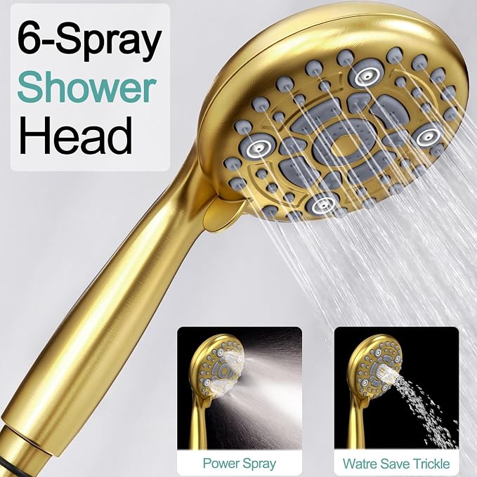 SR SUN RISE 12 Inch Brushed Gold Shower System, Wall-Mount Adjustable 16-Inch - Image 6