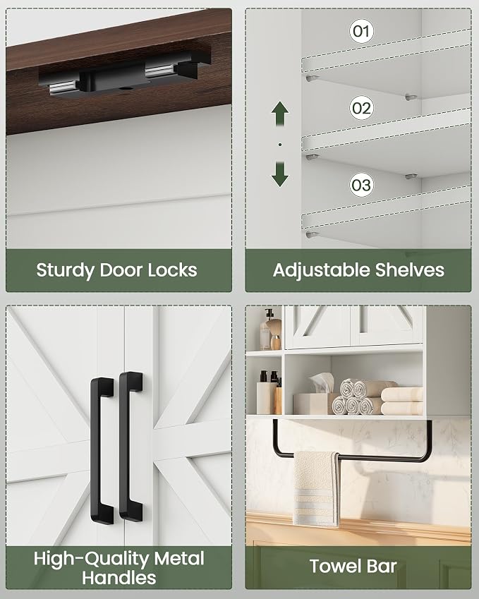 Bathroom Wall Cabinet, Medicine Cabinet Wall Mounted, Over Toilet Storage - Image 7