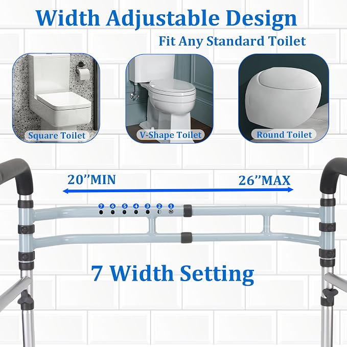 Toilet Safety Rails – Adjustable, Foldable Toilet Handle Frame - Image 2