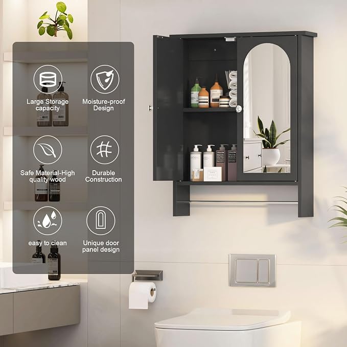 Bathroom Medicine Cabinet Mirror, Arched Bathroom Cabinet - Image 3