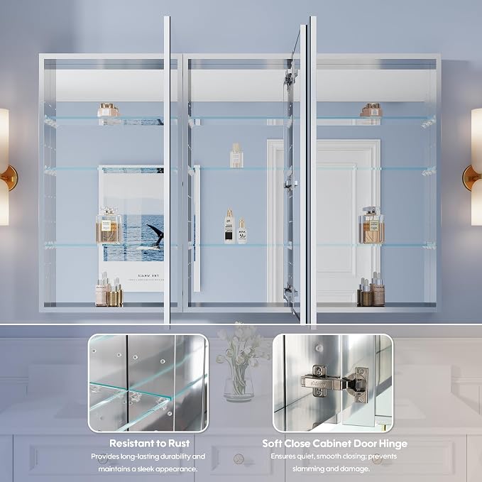 WELLFOR 56" x 36" Bathroom Medicine Cabinet - Image 4