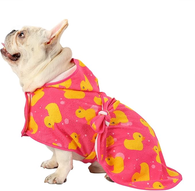 HDE Dog Bathrobe Super Absorbent Quick Drying Puppy Towel Wrap Coat Adjustable by HDE