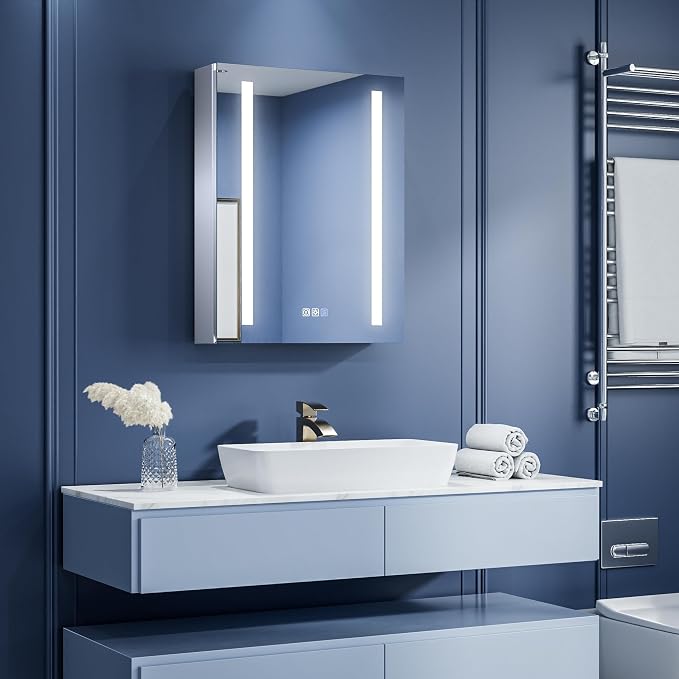 ExBrite Lighted Bathroom Medicine Cabinet, 20 x 26 Inch, Recessed or Surface - Image 9