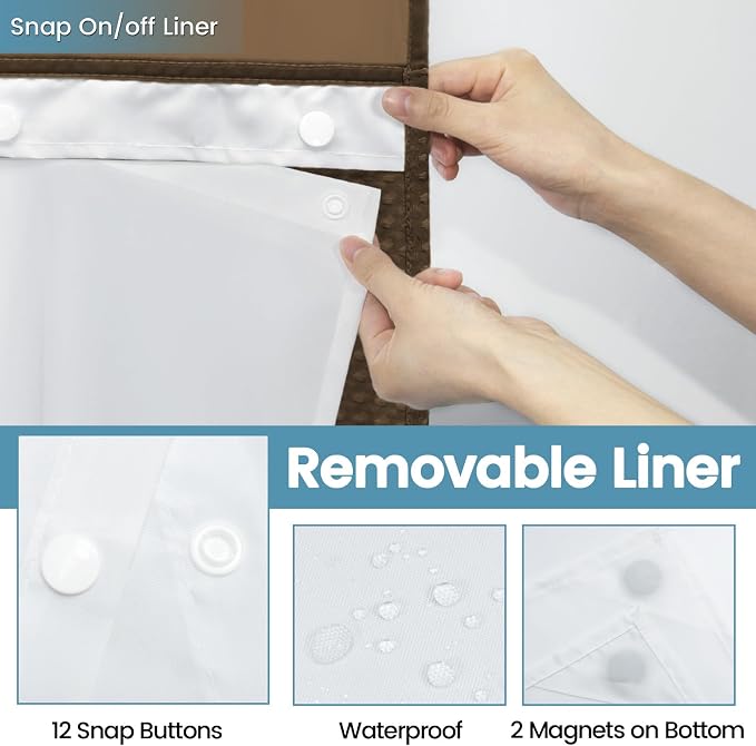 Brown No Hook Shower Curtain - Image 6