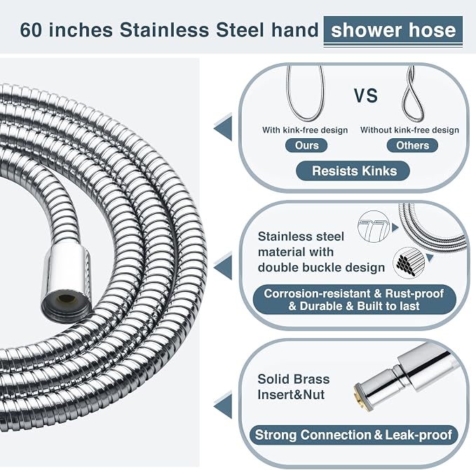 BRIGHT SHOWERS High Pressure Dual Shower Head Combo, Handheld Showerhead - Image 7