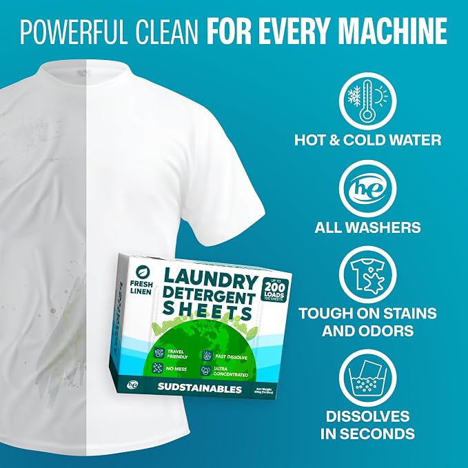Sudstainables Laundry Detergent Sheets 200 Loads – Dissolvable Laundry Sheet - Image 4