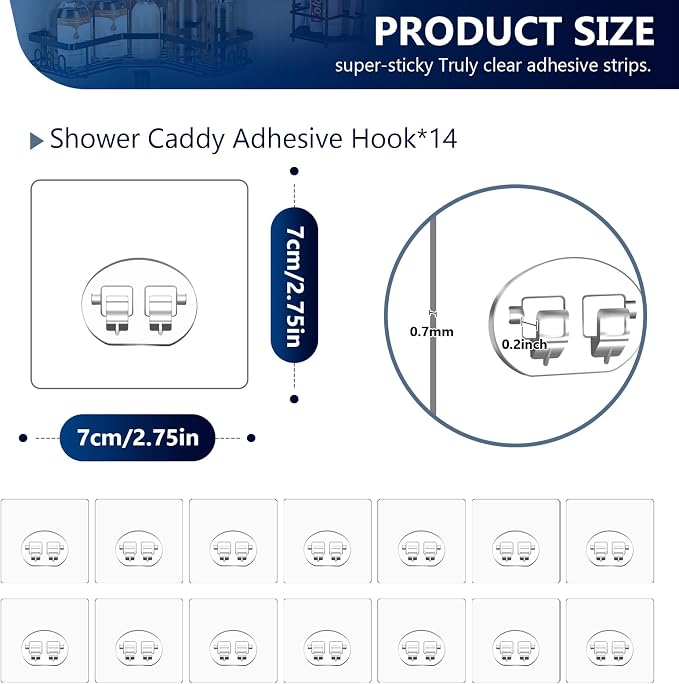 FGSAEOR 14-Pack Shower Caddy Adhesive Single Hooks - Image 2