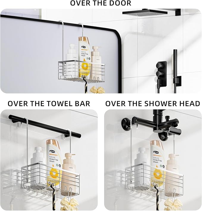 SHANSHUI Shower Hanging Caddy, Bathroom Shower Organizer Basket, Shampoo Bracket - Image 2