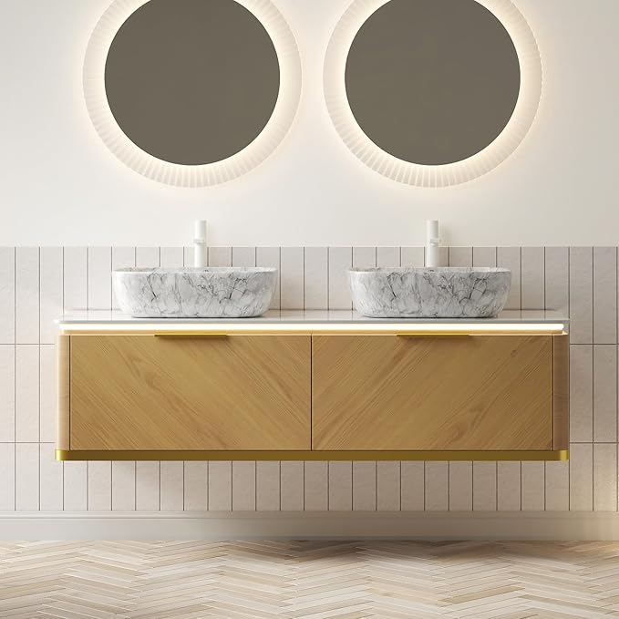 60” Floating Double Sink Bathroom Vanity by Yayzy