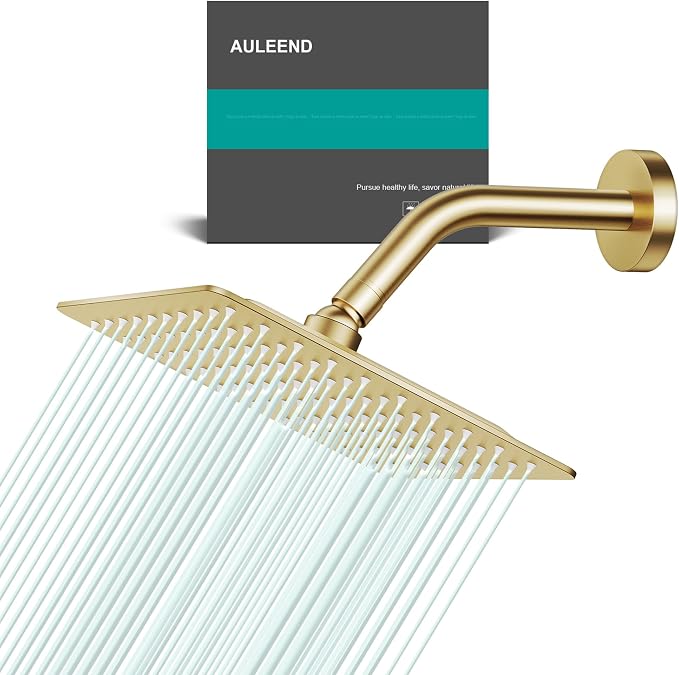 Square Rain Shower Head, High Flow Stainless Steel, Work by AULEEND
