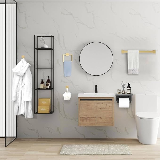 10 Pieces Brushed Gold Towel Bar Set Bathroom Hardware Accessories Set Upgraded - Image 7