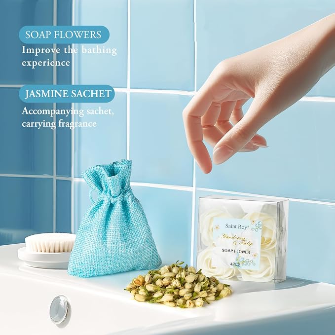 Christmas Gifts for Women, Spa Gift Baskets for Ladies 8pcs Gardenia Tulip Bath - Image 5