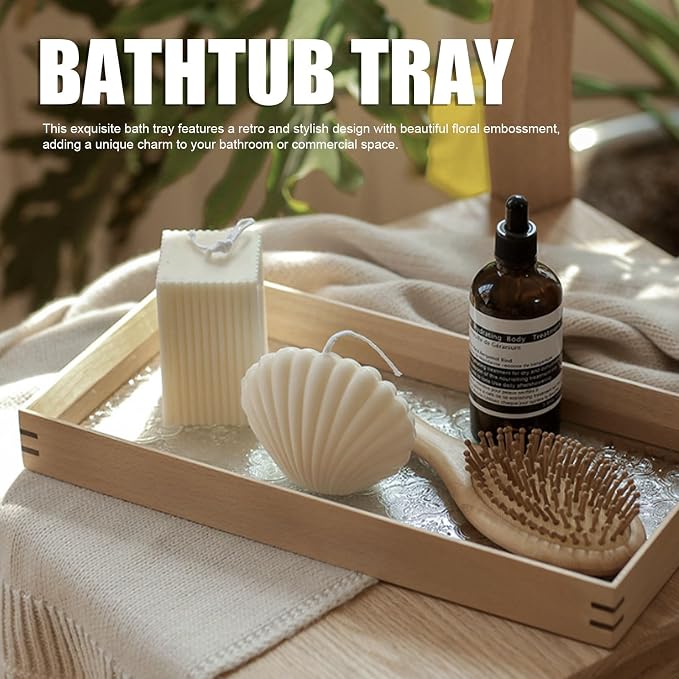Zunate Beech Wood Bathtub Tray - Image 2