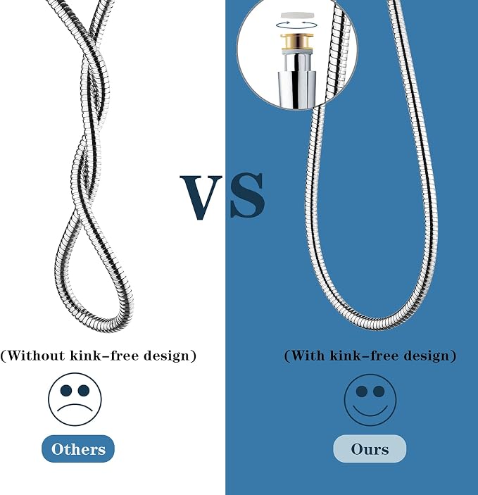 BRIGHT SHOWERS Shower Hose For Hand Held Shower Heads, 59 Inches Cord Stainless - Image 5