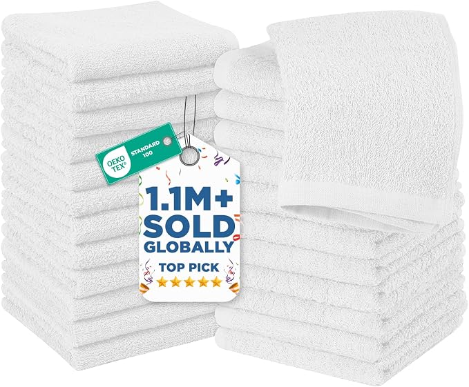 DAN RIVER 24 Pack Wash Cloths for Showering by DanRiver