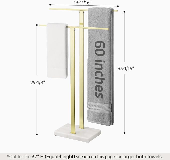 KES Standing Towel Rack with Marble Base, 2-Tier Towel Stand - Image 5