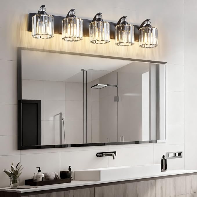 5-Light Black Bathroom Light Fixture Modern Vanity Lights Over Mirror Vintage - Image 7