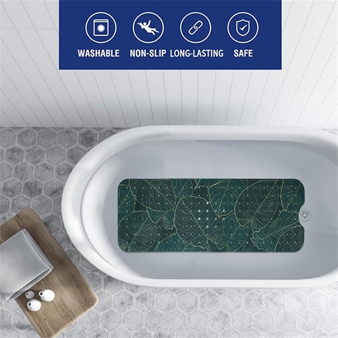 Palm Leaves Bathtub Mat Non Slip 40x16in Palm Leaf Extra Long Bath Mat - Image 2