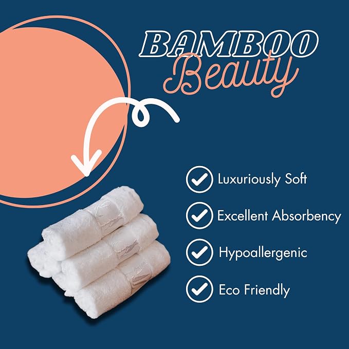 Set of 6 Luxury Wash Cloths for Your Face Viscose Bamboo & Turkish Cotton - Image 2