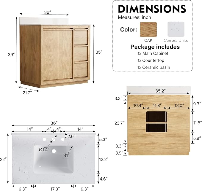 WELLFOR 36" Bathroom Vanity - Image 2