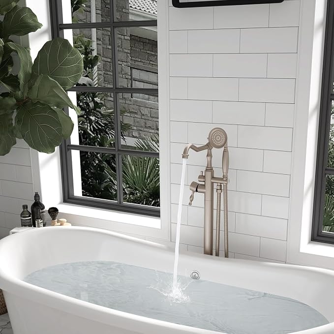 Hoimpro Free Standing Tub Faucet Freestanding Tub Filler Farmhouse Stand Alone - Image 3