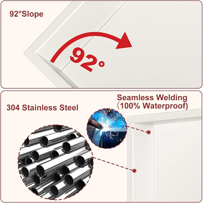 Shower Niche, 16 * 28Stainless Steel Elegant Bathroom Niche, No Tile Needed - Image 3