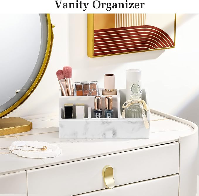 Luxspire Bathroom Counter Organizer, 5 Slot Toothbrush Holder, Marble Bathroom - Image 6