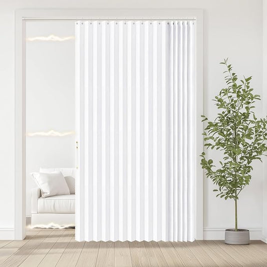 Accordian Door Curtain, 100% Blackout Folding Magnetic Doorway Curtains by JILRON