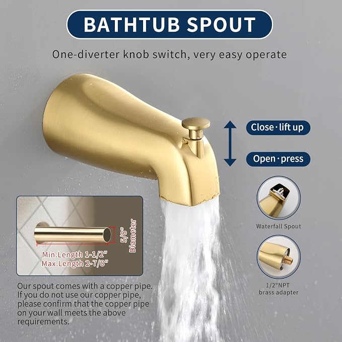 Shower Tub Kit Tub Shower Faucet Combo Set Bathtub Faucet Set Shower System - Image 8