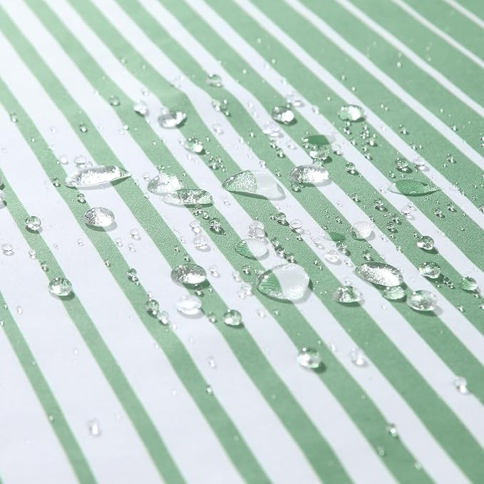 Green Shower Curtain, Sage Green and White Gradient Vertical Stripe Waterproof - Image 3