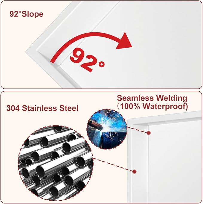 Shower Niche, 12 * 24 Stainless Steel Elegant Bathroom Niche, No Tile Needed - Image 3