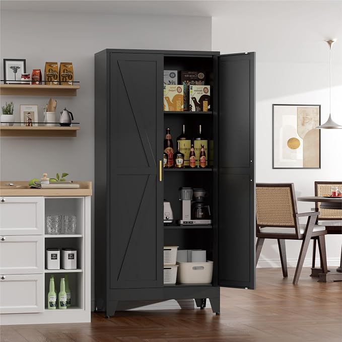61" Tall Metal Kitchen Pantry Storage Cabinet - Image 4