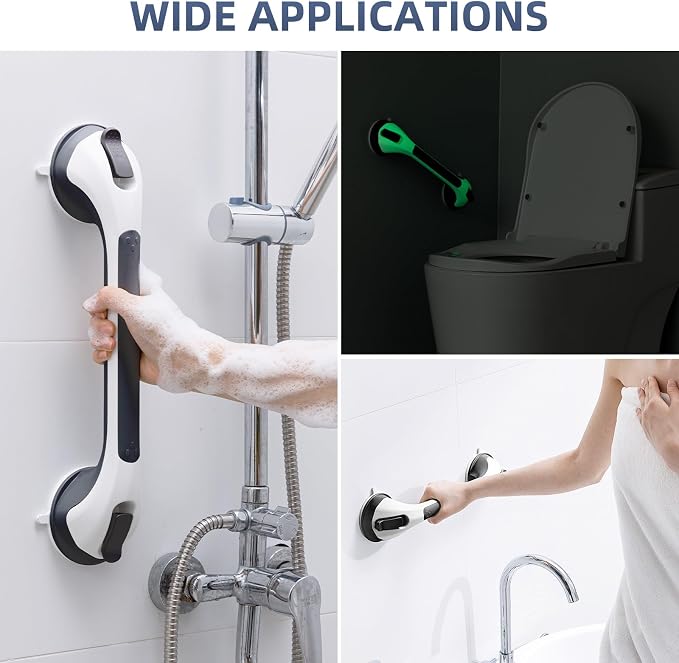 Grab Bars for Bathtubs and Showers Glow in The Dark, 17 inch Suction Grab Bar - Image 8
