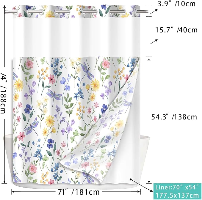 No Hook Shower Curtain Set - Image 2