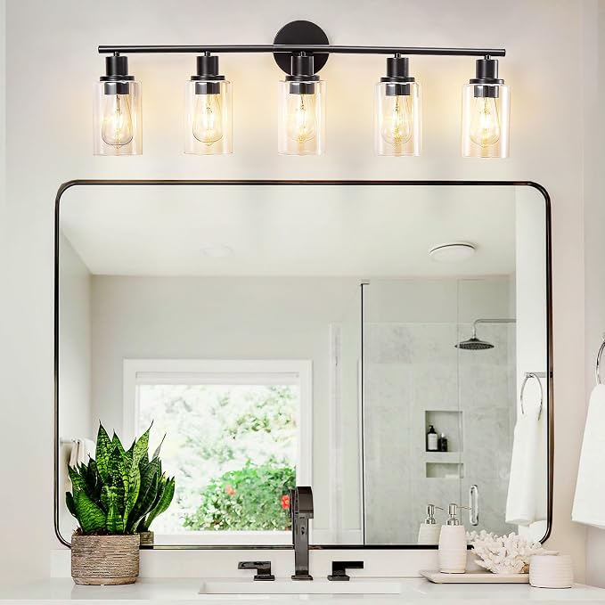 DLLT 5-Light Bathroom Light Fixtures: Black Modern Vanity Lights - Image 5